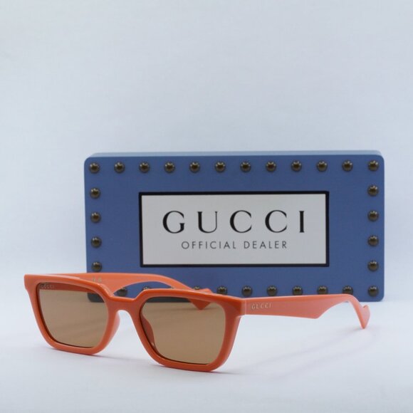 Gucci GG1539S 004 Rectangle Sunglasses - Orange/Brown - Picture 1 of 11